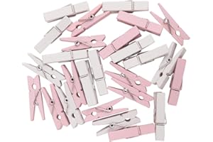 Rayher Assortiment de pinces à linge, rose-blanc, 26 pces, 3,5cm, bois 100% FSC, arts créatifs, bébé, fille, décorations, baptême, communion, photo, mémo-64590258