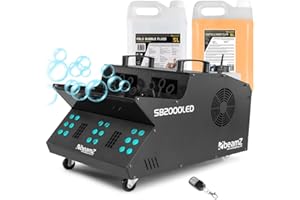 beamz Smoke Bubble Machine Colour Changing LED Lights DMX Fog DJ Disco + Fog Fluid