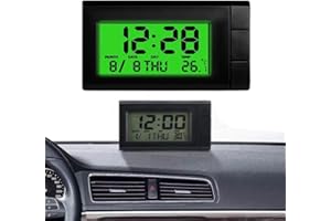 EIRZNGXQ Mini Digital Clock for Car Dashboard, Portable Digital Dashboard Clock with Jumbo LCD Time & Day Display, Mini Automotive Stick On Clock for Car Truck Dashboard & Air Vent(Green)