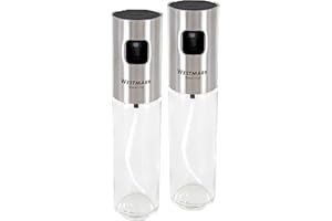 Westmark Set con spruzzini per olio e aceto, Con pompa spray, Capacità: 100 ml l'uno, Altezza: 18 cm, Acciaio inox/Vetro, Colore: Argento/Trasparente, 24362260