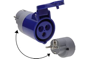 kenable Schuko-kontakt till 16A Blå Commando Husvagn Camping Adapter CEE 7/7 till IEC 60309-2 Direktanslutning Utomhusbruk