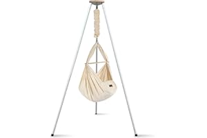 ‎SCHMUSEWOLKE BESTES FÜR BABYS SCHMUSEWOLKE Federwiege - Set mit weißem Tipi-Gestell - Hängematte für Babys und Kleinkinder ab Geburt bis 3 Jahre - Bio-Baumwolle - Mit Schafwoll-Matratze