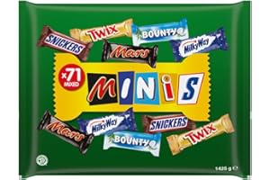 ‎MARS Mixed Minis Schokolade Großpackung, 71 Mini-Schokoriegel Snacks (Mars, Snickers, Bounty, Twix, Milky Way) als Süßigkeiten, Ideal für Adventskalender 2025, Schokoladen Geschenk, Süßigkeiten Box (1400g)