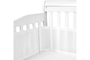 GoGou Cot Bumper,Baby Cot Bumpers for Cot Bed,Breathable Cot Bumper 3D Anti-Airflow Mesh with 4 Sides Anti-Collision