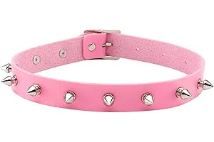 MILAKOO Women Men Cool Punk Goth Metal Spike Studded PU Leather Collar Black Choker Necklace