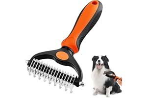 MEKEET Brosses de toilettage pour chien – Peigne démêlant pour sous-poils pour chiens et chats – Râteau double face pour chiens et chats – Peigne de toilettage pour chiens et chats Élimine doucement