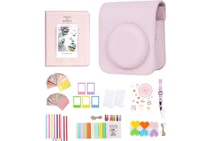 AISNYHO 11 in 1 Accessories Kit for Fujifilm Instax Mini 12 Camera With Camera Case+Photo Album+DIY Sticker+Wall Hanging Frame+L Tabletop Frame (Blossom Pink)