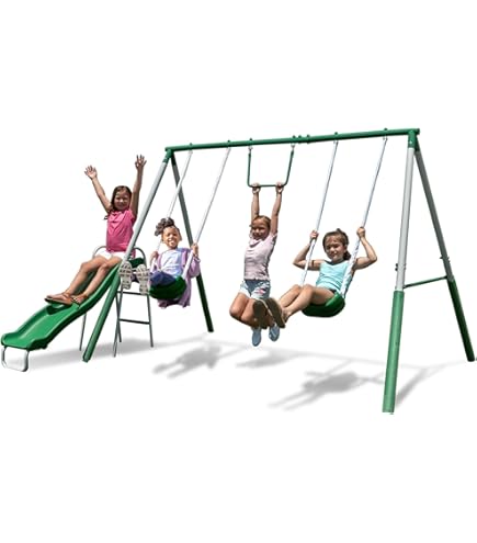 Osoeri 5-in-1 Backyard Swing Set With Saucer Swing, Glider & Basketball Hoop - Outdoor Fun For Kids