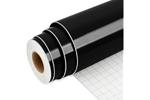IModeur Plotter - Pellicola in vinile nero lucido, 30,5 x 762,5 cm, per plotter in vinile autoadesivo per regali fai da te, feste di compleanno