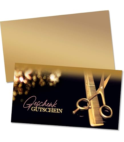Edle Geschenkgutscheine Für Friseure – 10x Vordrucke Mit Kuverts & Schleifen