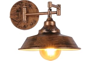 AIRTWESD Applique da parete a braccio girevole E27 Lampada da parete industriale in metallo vintage Appliques da comodino retrò (senza lampadina)