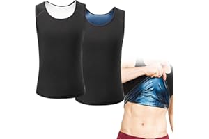 SKJJL Chaleco Moldeador Hombre, 2 Pcs Fajas Reductoras de Fitness, Camiseta Reductora Hombre, Faja Reductora Adelgazante Camiseta Neopreno, Chaleco de Sauna para Deporte Fitness Running Gym - L/XL