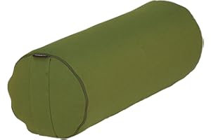 BODHI Yoga- und Pilates-Bolster BASIC 65 x Ø 23 cm, olive-grün, Yoga Hilfsmittel mit Kapok gefüllt, besonders leichte Yoga-Rolle mit Kapokfüllung