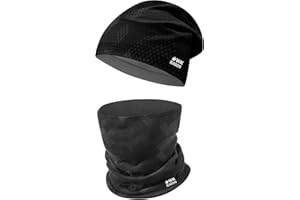 WK IEASON Winter Thermofleece Mütze Halswärmer Set, Winter Laufmütze und Thermosnoods, Unisex Schal und Fleece Mütze für Laufen Joggen Skifahren Radfahren Snowboarden Klettern Outdoor Sport