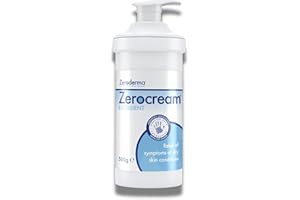 Zeroderma Zerocream Emollient Cream 2-in-1 Moisturiser & Soap Substitute, for Eczema, Psoriasis & Dry Skin Conditions. Hydrating Relief for Flaking Skin, 500g