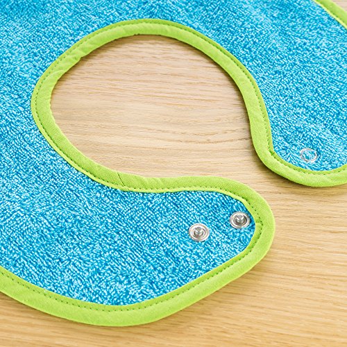 2er Set Riesen Baby-Lätzchen mit Druckknopf / 30×46 cm/ Schadstoffgeprüft nach Öko-Tex Standard 100 / Frottee – 100 % Baumwolle – Grün Blau - 3