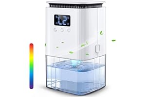 APTORLTY Dehumidifier for Home, 1.3L（43.96 oz) Dehumidifiers for Drying Clothes 2 Mode Auto Shut Off & 24H Timer Touch Control 7-Color Lights Quiet Dehumidifier for Bedroom Bathroom Basements Closet RV