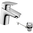 Hansgrohe Logis Basin Mixer Tap 70 With Metal Pop-Up Waste, Chrome, 71170000