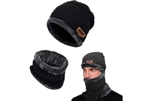AOMAIGAD Berretto Sciarpa Invernale da Uomo Donna, Cappello Invernale Sciarpa, Invernali Beanie in Maglia con Fodera in Pile per Ciclismo, Moto, attività All'aperto in Inverno