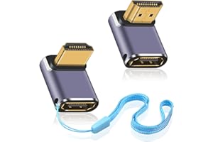 Duttek HDMI 8K Adaptador de 90 Grados con Ángulo Recto hacia Arriba y Abajo, Macho a Hembra de 48 Gbps con Indicador de Trabajo LED