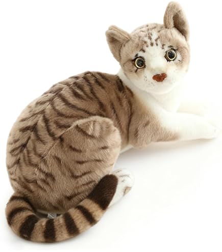 Cyperse kat knuffel crème liggend xl 70 cm - levensecht pluche