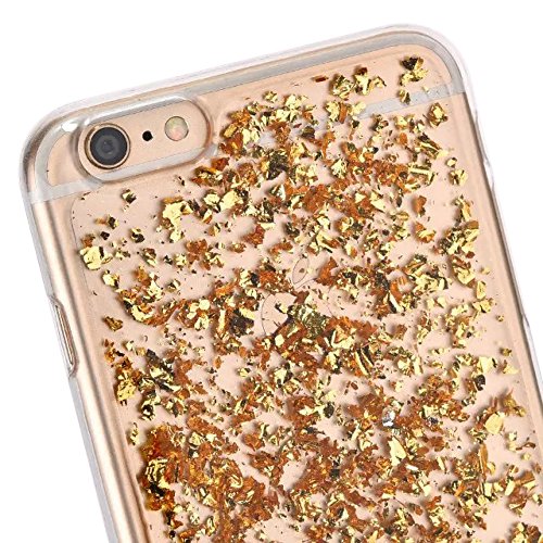iPhone 6S / iPhone 6 Hülle Glitzer ,SKYXD Blattgold Funken Flocken Pailletten Design Schutzhülle Weiche TPU Transparent Silikon Handyhülle mit [ Koala Staubstecker + Eingabestift ] Glanz Kristall Handytasche Schick Klar Zurück Haut Schlank Etui Schale Fall – Gold - 3