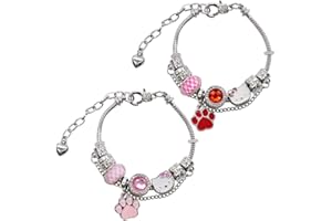IhLux Helloki-tty Braccialetto Regolabile Braccialetto Cartoon Bracciale Bracciale a Cartoni Animati Anime Ciondolo Accessorio Bracciale in Acciaio Inossidabile per Ragazze Regalo di Amicizia 2 Pezzi