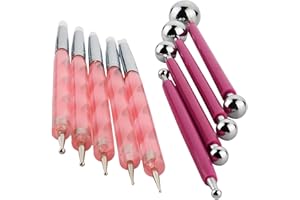 CESFONJER 9 Stück Metallkugel Stylus, Nail Pen, Edelstahl DIY Clay Ceramics Töpferei Bildhauerei Werkzeug,Modellierung Werkzeug Set.