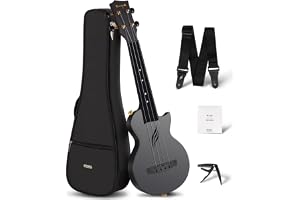 Enya NOVA U MINI 21-Inch Carbon Fiber Soprano Travel Ukulele, Black | Waterproof Body, Resists Humidity and Temperature Changes, 0.9 lb, Low-Action Setup, Beginner Kit: Case, Strap, Capo, Strings