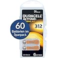 Duracell Activair Hearing Aid Batteries Type 312 Brown Mercury Free 0% Hg Pack of 60