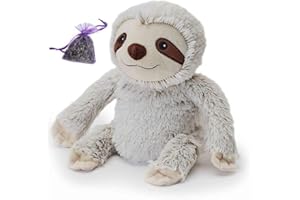 Warmies Intelex Microwavable Toys Puppy Sloth Elephant Hippo Heatable Warmer Soft Comforter Plus Lavender Filled Mini Bag (Marshmallow Sloth)