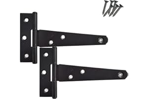 Keypak 2 Pack 150mm (6") T-Hinges Black Japanned, Metal Tee Hinges with Rustproof Coating, Ideal for Wooden Gates, Shed Doors, Barn Doors & External Use