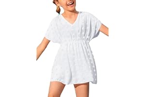 Haloumoning Girls Swimwear Cover Ups Kids Beach Coverups Bikini Swimsuit Cover Up Cute Beach Dress