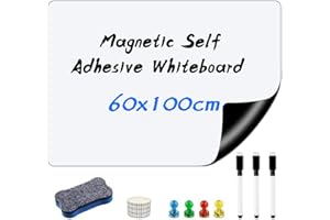 SWETHAW Magnetic Whiteboard, 60 * 100CM DIY Self Adhesive Dry Wipe White Board for Any Smooth Surface Home Kitchen Fridge Shopping List and Office Notice Board