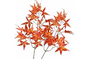 HAOSHICS - 2 rami di foglie di acero artificiali, foglie di acero di seta finta, cespugli di arbusti finti per casa, cucina, giardino, ufficio, hotel, matrimonio, festival, decorazione (arancione)