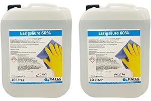 ‎FABA FABA Essigsäure 60% Essigessenz C2H4O2 Reiniger Entkalker 2 x 10 Liter