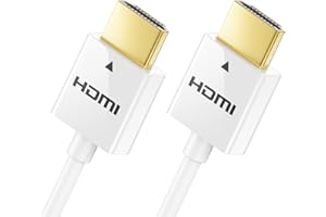 deleyCON 1m Kabel HDMI Slim (Mały i Elastyczny Kabel HDMI) Kabel 4K HDMI 2.0 1080P 2160P UHD ARC HDR 3D do Telewizora, Monitora, Beamera, Laptopa, Notebooka, PC, Komputera, PS4, PS5, XBOX - Biały