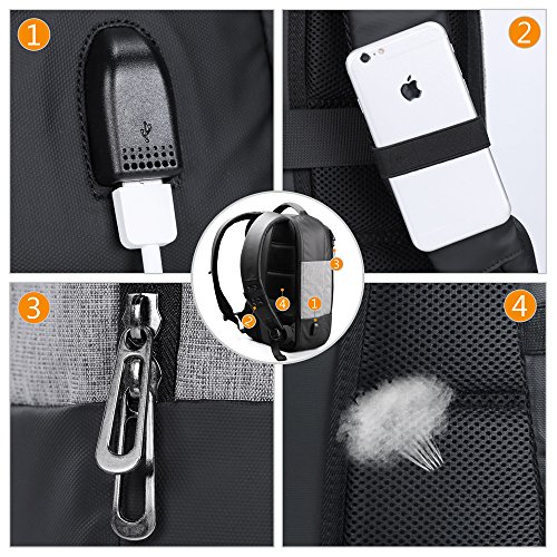 JSVER Business Laptop Rucksack 15 6 Zoll mit USB-Ladekabel  Wasserabweisende