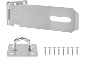 Yeepeo Padlock Hasp and Staple 5 Inch, Stainless Steel Shed Lock Hasp Heavy Duty Shed Door Latch Clasp Lock Padlock Staple Gate Lock Latch Security Hasp Staple Lock for Door Shed Window Cabinet