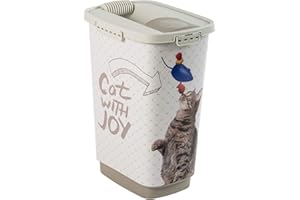 Rotho MyPet Cody Recipiente de comida para mascotas de 25 litros con tapa y vertedor, Plástico (PP) sin BPA, antracita/blanco, 25l (33.0 x 25.0 x 46.3 cm)