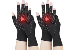 SUPERFA 2 Pairs Compression Arthritis Gloves for Women and Men, Fingerless Gloves for Arthritis Pain Relief, Carpal Tunnel, Rheumatoid and Osteoarthritis