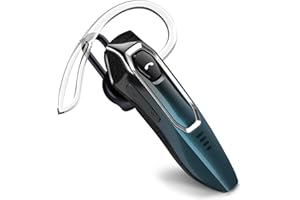 Micool Trucker Bluetooth Headset, Noise Cancelling Single Ear Earpiece, 30H Talking Time, Speak Callers Name, Hands Free Bluetooth Earpiece for Cell Phone (Fade blue)