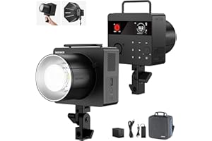 NEEWER Q6 600Ws 2,4G TTL Flash Estudio Exterior con App Control, 1/1 a 1/512, 1/8000 HSS 3000mAh Foto Luz Strobe Batería,30W Lámpara Modelado LED Bicolor/Flash Potencia Total 400/Reciclaje 0,01-0,9s