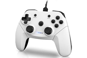 CHEREEKI Controller PC, Cablata PC Gamepad Compatibile per Windows (7/8/8.1/10/11)/PS3/Steam con Plug And Play/Doppia Vibrazione/Trigger della Fodera (Bianco)
