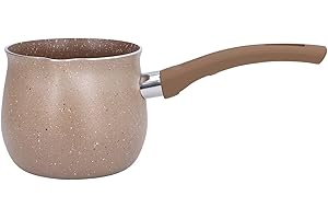 CYRANK Mini Poêle à Lait, Petite Casserole Pot à Lait à Induction Avec Bec Verseur Casserole à Beurre En Alliage D'aluminium Petite Batterie De Cuisine Avec Poignée En Bois