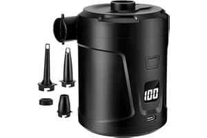 XIEXIENI Elektrische Luftpumpe, 5200mAh Wiederaufladbare Akku Luftpumpe, Schnell Inflator mit 3 Luftdüsen, Mini Elektrischer Inflator für Camping, Schlauchboot, Luftmatratze, Planschbecken und Schwimmring