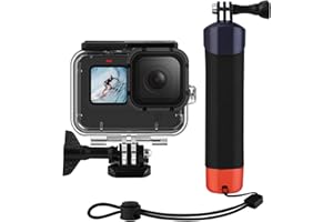 Wiseten Poignée Flottante + Boîtier Etanche de Protection Kit d'accessoires pour GoPro Hero 12 11 10 9 Black Caméra d'action, Boîtier étanche et Poignée Flottante avec Cordon de Poignet Sécurisé