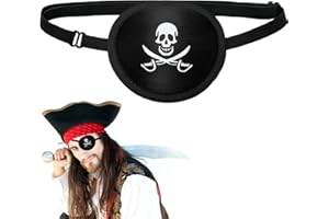 Sakerr Pirate Eye Patch Eye Skull Captain Eye Patche Comfortable Eyepatche Kids Pirate Eye Patch Adjustable Halloween Eye Patch 3D Eye Patch Novelty Pirate Accessories for Adults Kids - Black