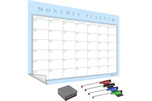 THE MAGNET SHOP WallTAC Planificador mensual de pared (420 x 297 mm) | Pizarra blanca/Calendario adhesiva y reutilizable | 4 rotuladores pizarra blanca y borrador incluidos