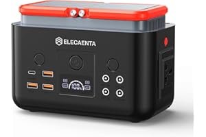 ELECAENTA Portable Power Station, 200Wh LiFePO4 Battery 6x Lifespan, AC200W (Peak 400W) Pure Sine Wave, Ultra-Light 2KG, Solar Generator for Outdoor Camping RVs Home Use